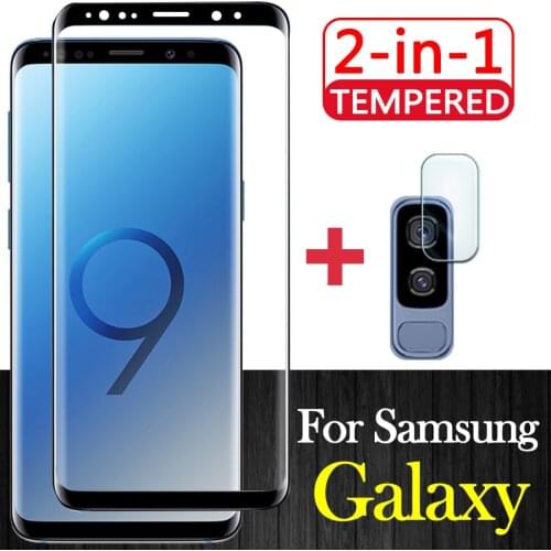 2 in 1 For Samsung Galaxy S 8 9 Plus Tempered Glass S8 S9 Protective S8Plus S9Plus 8S 9S Film With Camera Lens Screen Protector