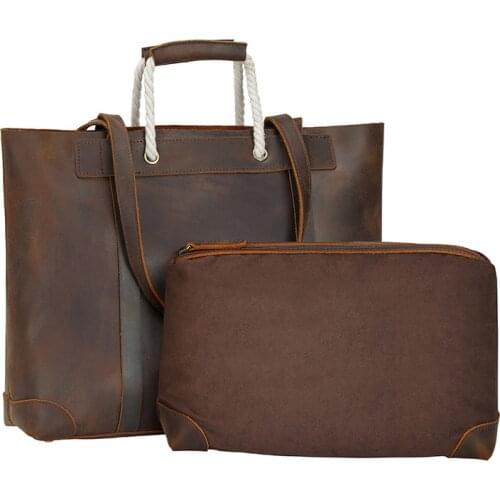 MAHEU new Leather Women Handbags Vintage Style Women Tote Bag Genuine Leather Ladies Hand Bags composite bag for female totes