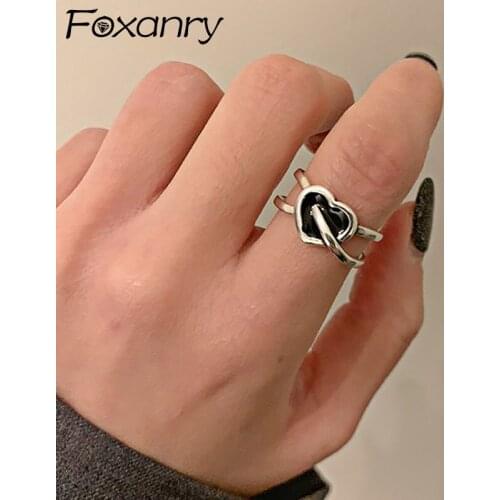 Evimi 925 Sterling Silver LOVE Heart Rings for Women New Fashion Creative Cross Hollow Geometric Elegant Party Jewelry Gifts