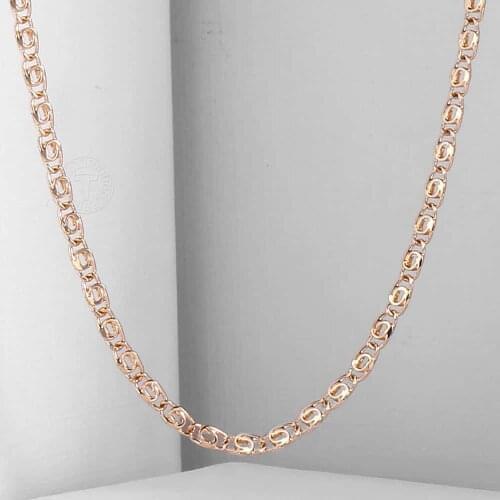 2.5mm Womens Necklace 585 Rose Gold Color Paperclip Snail Link Chain Necklace For Girls Elegant Jewelry 50/60cm Wholesale LCN15A