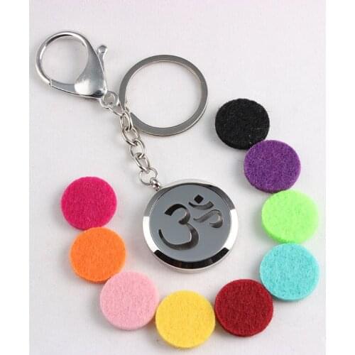 Screw Yoga Pattern Stainless Steel Perfume Locket Keychains Aromatherapy Essential Oils Diffuser Locket Keychains Keyrings 10PCS