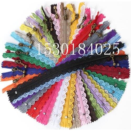 10Pcs Novelty 8/10/12/16/20 inch 6 holes Lace Zippers 3# Nylon for Purse Bags for DIY Sewing Tailor Craft Bed Bag 20/Color