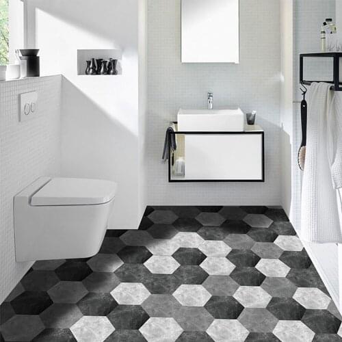 10PCS Hexagonal Non Slip Floor Decal Waterproof Bathroom Floor Stickers Self Adhesive Tiles Kitchen Living Room Decor Wallpaper