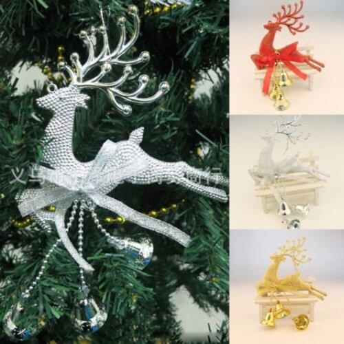 3pcs 3 Different Colors Fly Deer + 3 Bells Christmas Wreath Hanging Christmas Gift Party Supplies Christmas Decorations for Home