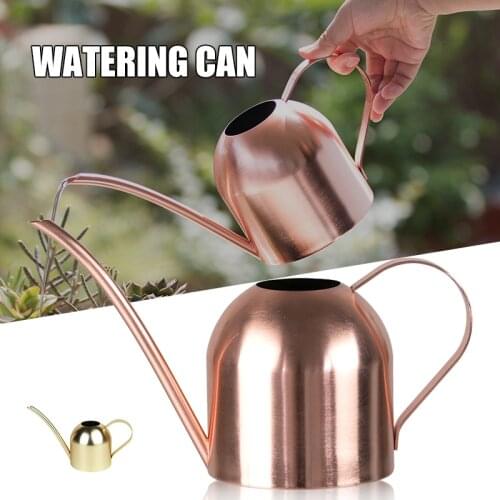 500ml Large-Capacity Retro Golden Stainless Steel Long-Mouth Watering Can for Indoor and Outdoor Potted Plants UD88