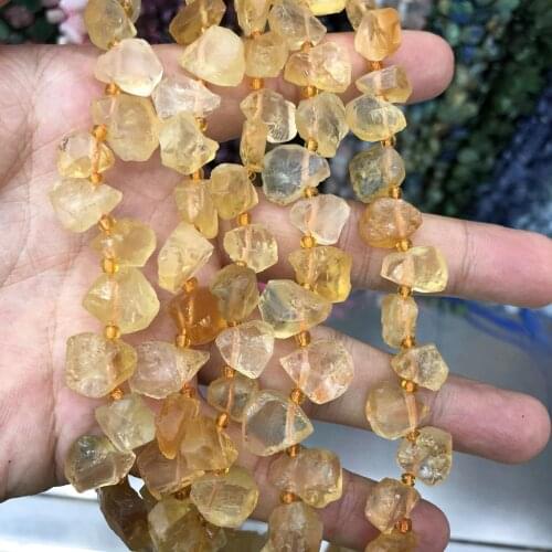 Natural Yellow Crystal Raw Citrin e Pear Drop Nugget Bead, Genuine Gem Jewelry Making Beads 3strings of 15.5"
