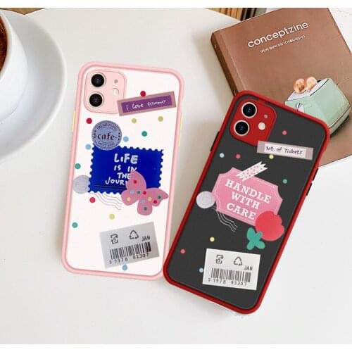 JAMULAR Cartoon Animal Label Phone Case For iPhone 11 Pro XR XS MAX 7 X SE 2020 8Plus Camera Protection Clear Letters Back Cover