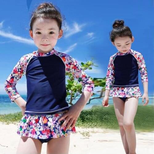 Childrens Clothes Swimsuit For Baby 2020 Swimwear Children Kids Girls Korean New Beach Split Skirt Long Sleeve Sun Proof
