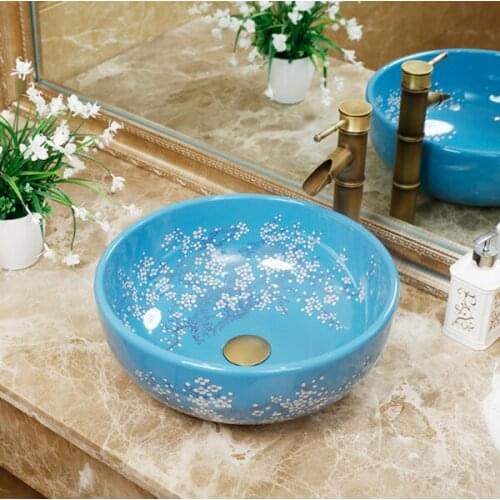 Europe Vintage Style Art wash basin Counter Top Wash Basin bowl hand painted ceramic sink Ceramic wash basin Bathroom Sink