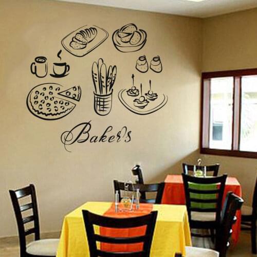 Kitchen Wall Decal - Kitchen Foodstuff Bread, Fruit, Juice, Cake, Pizza,etc Slice Food Vinyl Stickers DIY Murals Deco K42