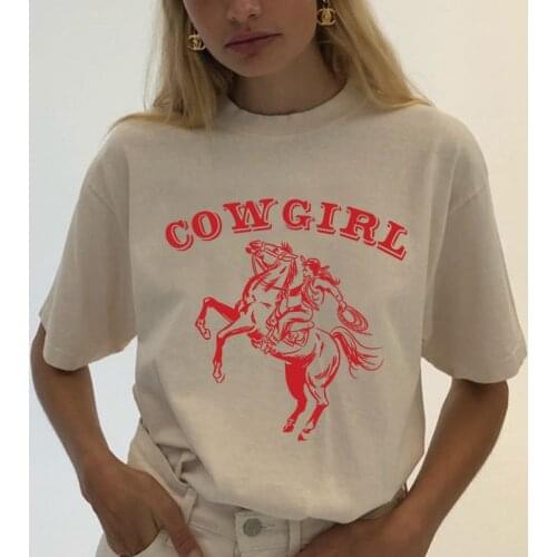 1pcs Fashion CowGirl T-shirts girl high quality soft cotton summer women tees streetwear easy fit femme vestidos dropshipping