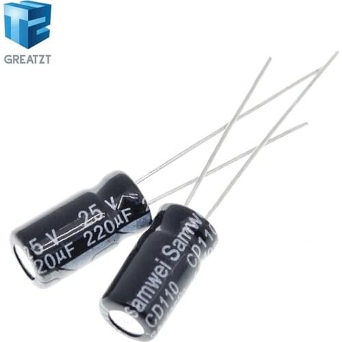 GREATZT 50PCS Higt quality 25V220UF 6*12mm 220UF 25V 6*12 Electrolytic capacitor