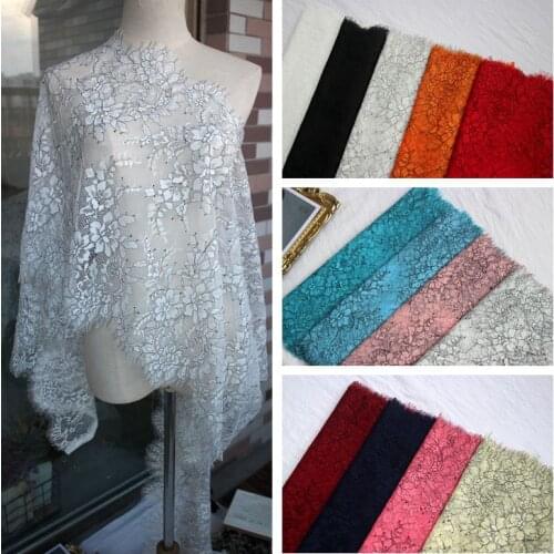 3Meter/Lot 45CM Wide Two-Color Embroidered Eelashes Lace Fabric Clothing Skirt Sleeves Underwear Wedding Sewing Accessories
