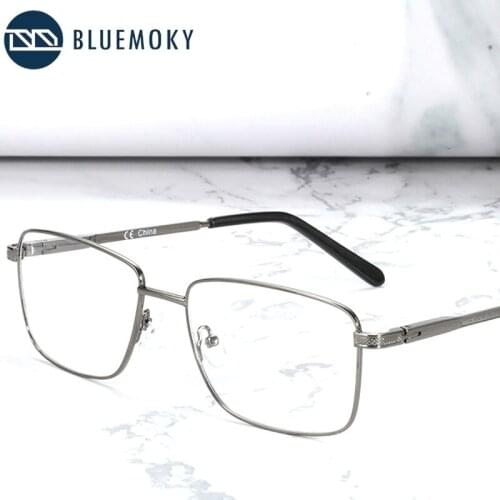 BLUEMOKY Retro Metal Square Glasses Frame Men Business Clear Lens Optical Myopia Spectacle Eyewear Full Frame Goggle Eyeglasses