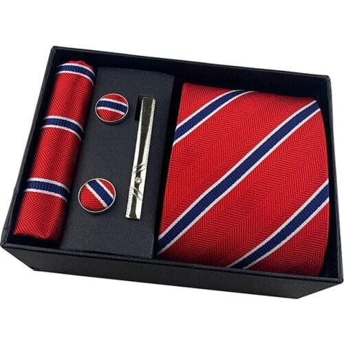 Mens Business Tie Square Scarf Gift Box Striped Plain Suit Shirt Tie Black Shirt Accessories Set Luxury Wedding Neckties Sets