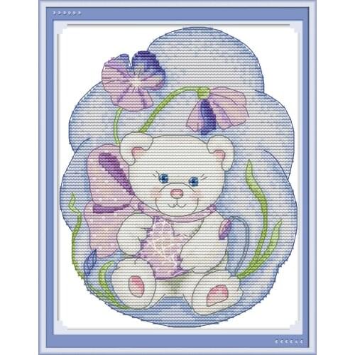 Baby bear 3 cross stitch kit aida 14ct 11ct count print canvas cross stitches needlework embroidery DIY handmade