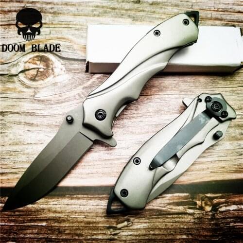 160mm 5CR15MOV Blade Knives Hunting Folding Knife Stainless Steel Pocket Knife Blade Survival Tactical Silver Outdoor Camping