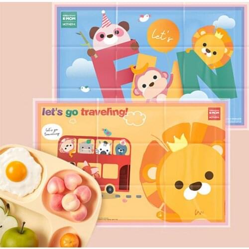 Disposable Stick-on Placemats 20 Pack For Baby Kids Restaurant Table Topper Mat 12" X 18" Toddler Baby Placemat Happy Zoo Theme
