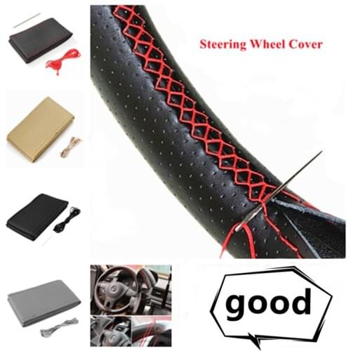 Car Steering Wheel Braid Cover Soft Texture Car Covers With Needles And Thread Artificial Leather Car Styling Covers