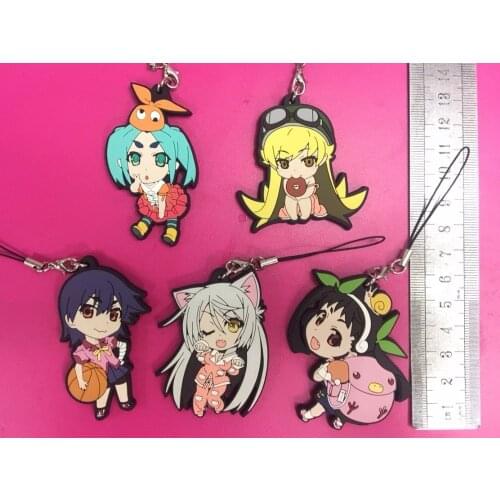 5pcs/lot Bakemonogatari Original Japanese anime figure rubber Silicone sweet smell mobile phone charms/key chain/strap G492-p