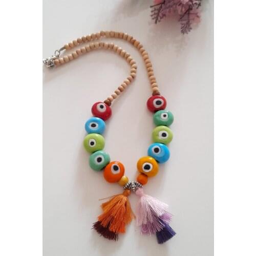 Goodtime Evil Eye Beaded & Basement Stone Necklace Women Handmade Jewelry