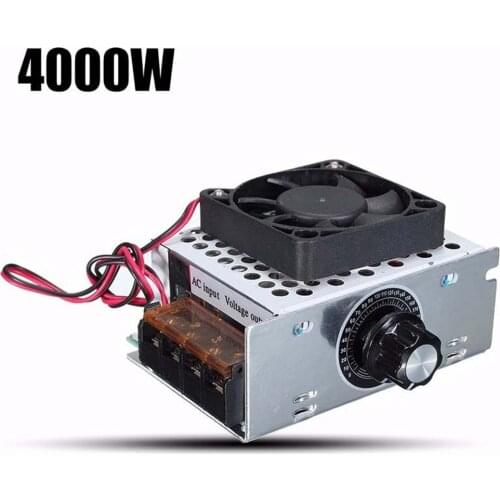 4000W 220V AC SCR Voltage Regulator Dimmer Electric Motor Speed Controller Electronic Temperature Volt Regulator With Fan