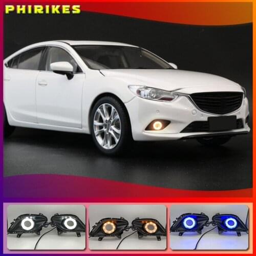 Turning Signal & Dimming style relay 12V LED car DRL daytime running lights with fog lamp hole for Mazda 6 Atenza 2014-2016