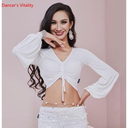 Belly Dance Top V-neck Shirt Temperament Long Sleeve Practice Clothes Female adult Elegant Performance Clothing Winter