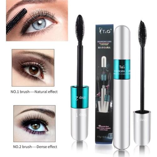 Cmaadu 2 in 1 dual head mascara waterproof long lasting Thick Curling lengthening 4D silk fiber lashes mascara HF102