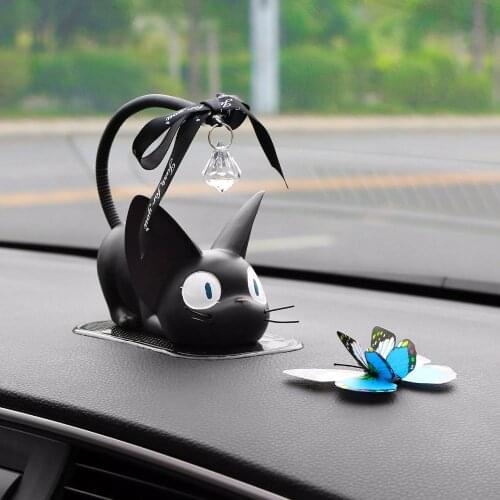 Car Ornament Decoration Cat Butterfly Doll Automobiles Interior Dashboard Decor Ornaments Toys Cute Automotive Accessories Gift