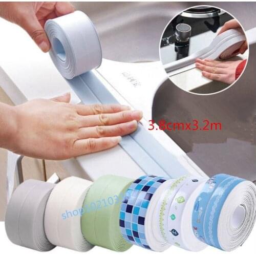 New 3.2mx3.8cm Kitchen Sink Gap Sealing Strip Tape PET Self adhesive Waterproof Wall sticker for Bathroom Kitchen