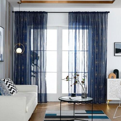 Bronzing Curtain Tulle Modern Printing Window Blind Screening Curtain Decor Home Bedroom Living Room Decor Accessories