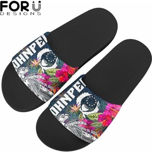 FORUDESIGNS Fashion Slippers Pohnpei Polynesian Hibiscus Print Women Anti-slip Home Floor Slides Slipper Lady Summer Beach Shoes