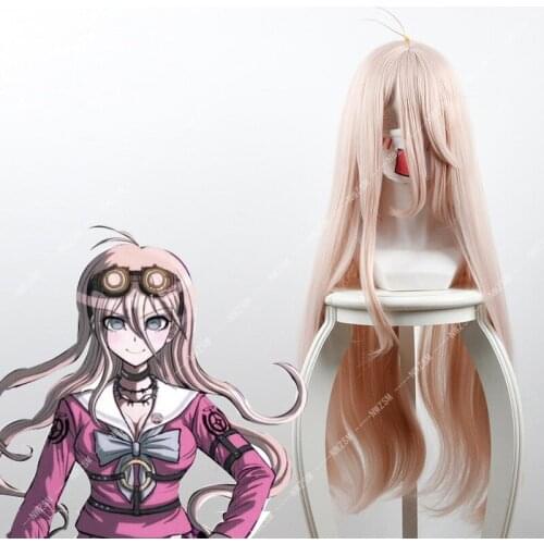 Miu Iruma Cosplay Wig Game Danganronpa V3 Woman Pink Curl Hair Halloween Party Role Play Costume Wigs