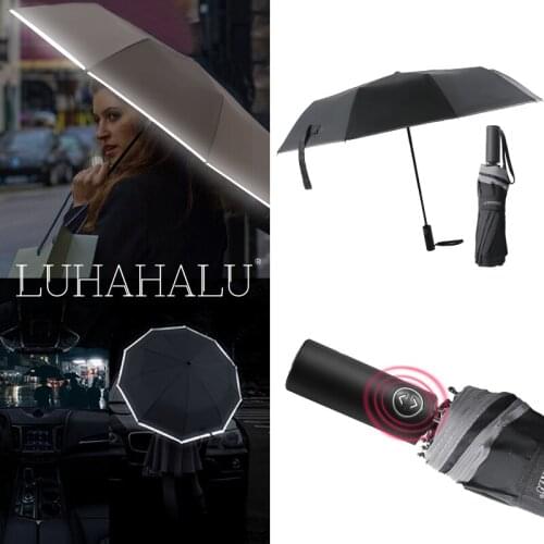 Sun Protection UV Umbrella Folding Umbrella Rain Night Reflective Parasol Womens Beach Big Size Automatic Umbrella Corporation