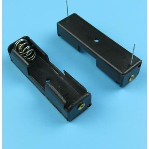 1 X AA Size Power Battery Holder Storage Box Plastic Case With Pin PCB Spring Clip 14500 Batteries Cell Black Container