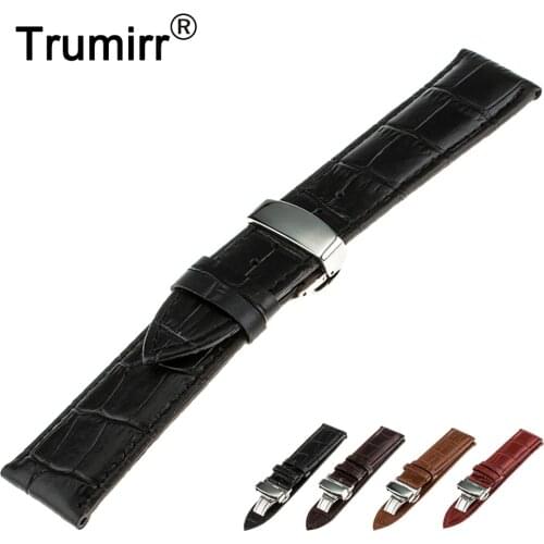 16mm 18mm 20mm 22mm 24mm Genuine Leather Watch Band for Citizen Stainless Steel Butterfly Buckle Strap Wrist Belt Bracelet