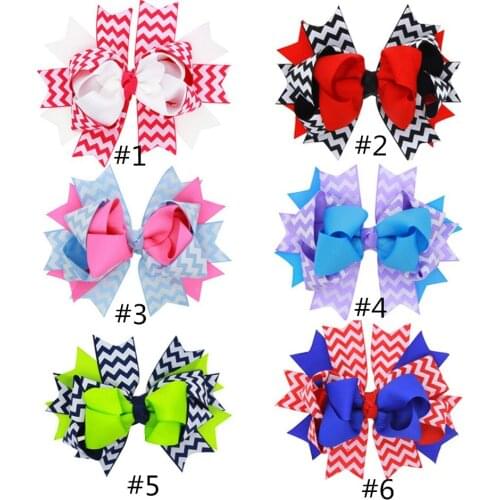 5 pcs/ lot ,12*9cm wave ribbon grosgrain ribbon bow with clip for apparel hair accessories headwear