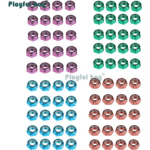 Playful Bag 80pcs Inch skateboard shaft pad opp bag Colorful M8 bracket side nut Skateboard bridge non-slip nut AMB33