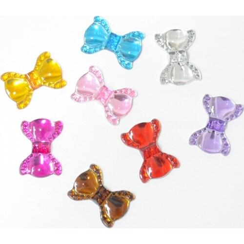 Shiny Acrylic 100Pcs 10*15mm Acryl Bow Flat Back Rhinestone Appliques/Wedding/Home Holiday Decoration craft DIY Supplies