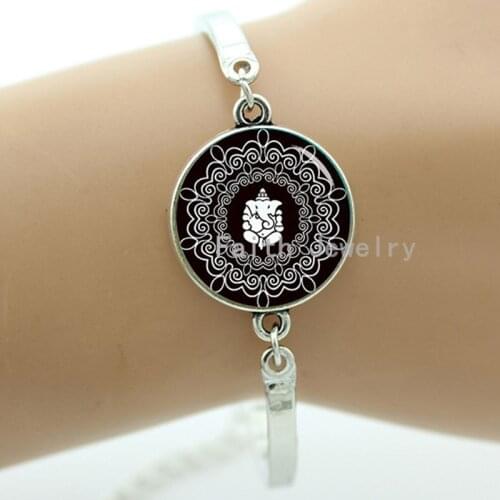 Indian elephant bracelet the elephant headed Lord Ganesha jewelry fashion mandala flower Kaleidoscopic art women bracelets T710