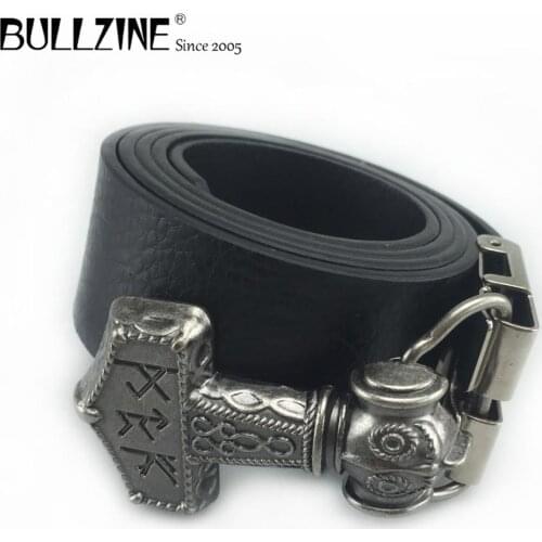 Bullzine Mjolnir THORSHAMMER VING belt buckle music belt buckle free PU belt with connecting clasp FP-03721-2 drop shippin