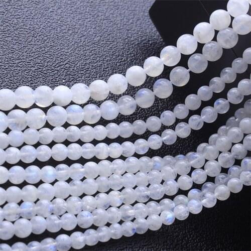 4-10mm Natural White Moonstone Stone Beads Round Spacer Loose DIY Beads For Jewelry Making Beads Accessories 15'' For Women Gift