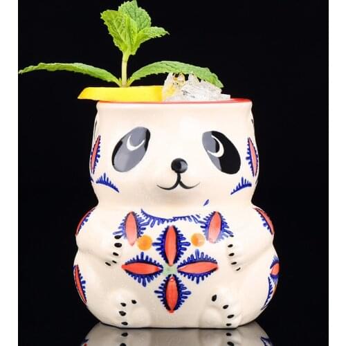 Cup Creative Panda Shape Wine Glass Hawaii Cocktail Glass Ceramic Cup Cute Beverage Drinking Whiskey Glass Bar Accessories