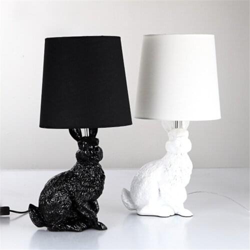 Design Rabbit Table Lamps Childrens Room Study Desk Lights Nordic American Modern Bedroom Bedside Animal Home Deco Table Light