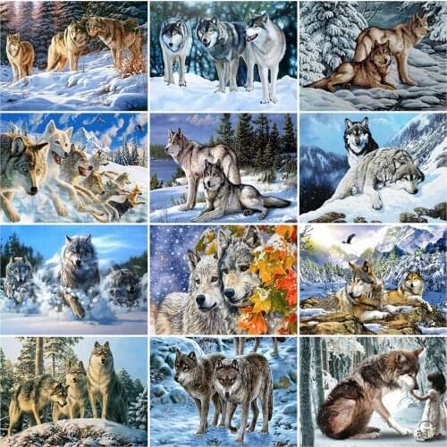 Evershine Diamond Painting Wolf Cross Stitch Kit Diamond Embroidery Animal Full Square Round Rhinestone Handicrafts Gift