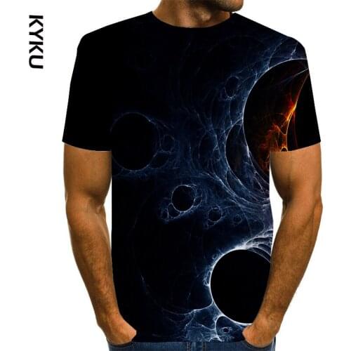 KYKU 3D Black Streetwear T Shirt Men Women Hipster Casual Short Sleeve Tshirt Men Harajuku Hip Hop T-shirt Male