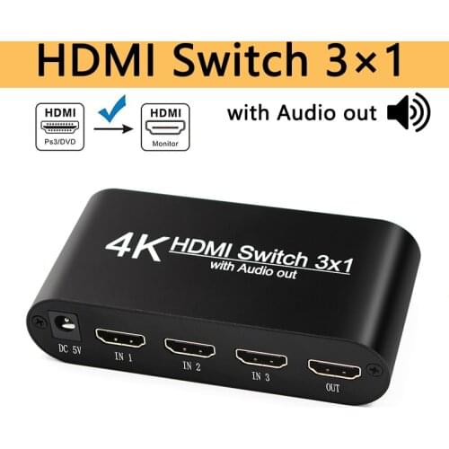 HDMI Switcher with Audio Splitter 3 Input 1 Output HDMI Switch 3x1 for XBOX 360 PS4 Smart Android HDTV 4K 3 in 1 out Adapter