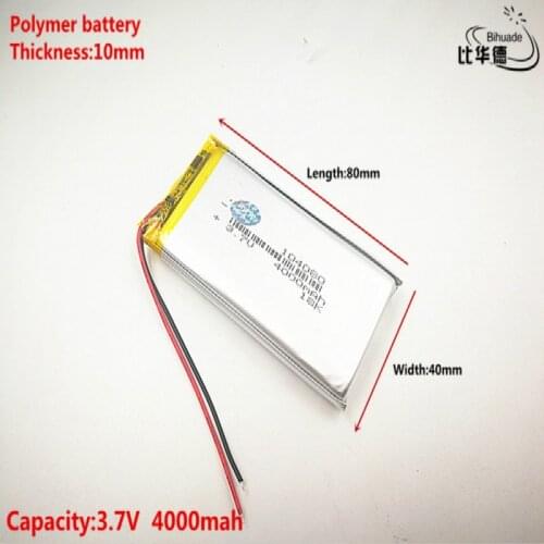 Good Qulity 3.7V,4000mAH,104080 Polymer lithium ion / Li-ion battery for TOY,POWER BANK,GPS,mp3,mp4