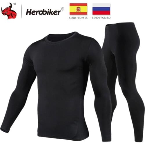 HEROBIKER Motorcycle Thermal Underwear Set Mens Motorcycle Skiing Winter Warm Base Layers Tight Long Johns Tops & Pants Set